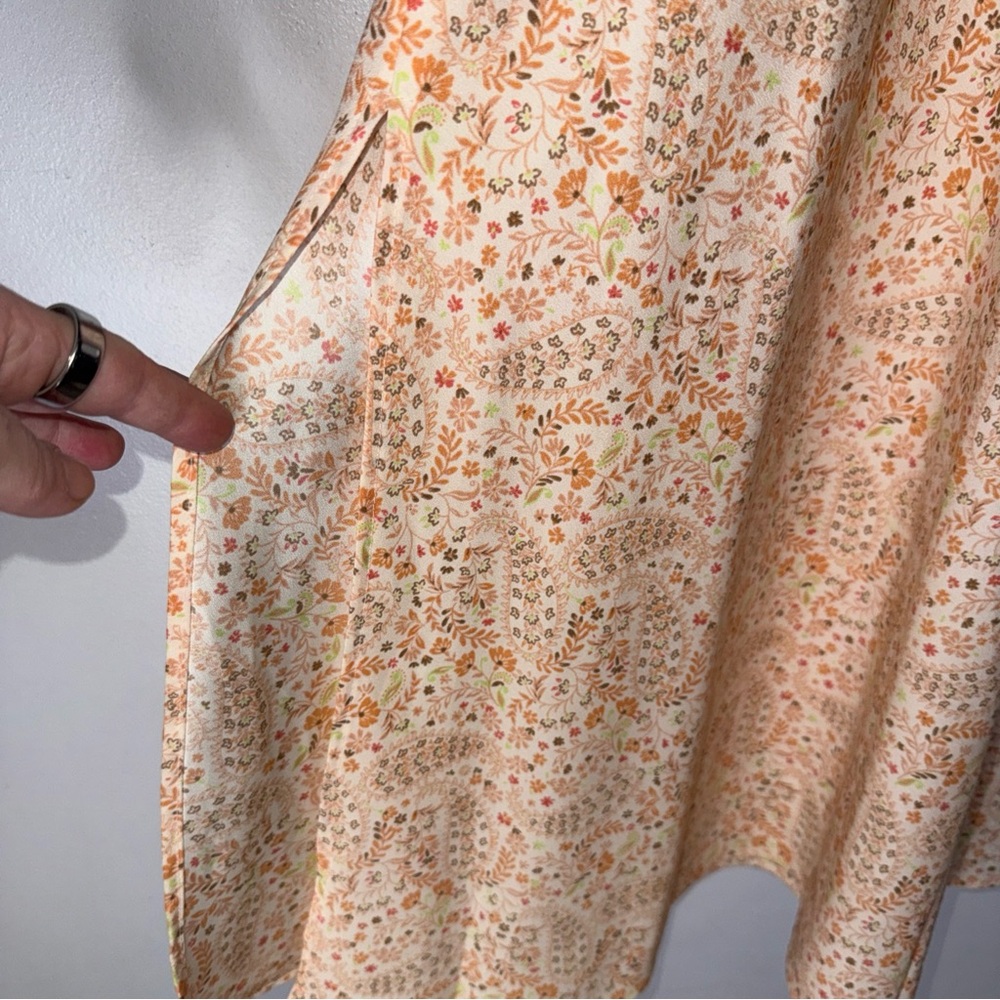 loft paisley Lace Trim Midi Slip Dress Orange 00P - Picture 6 of 6